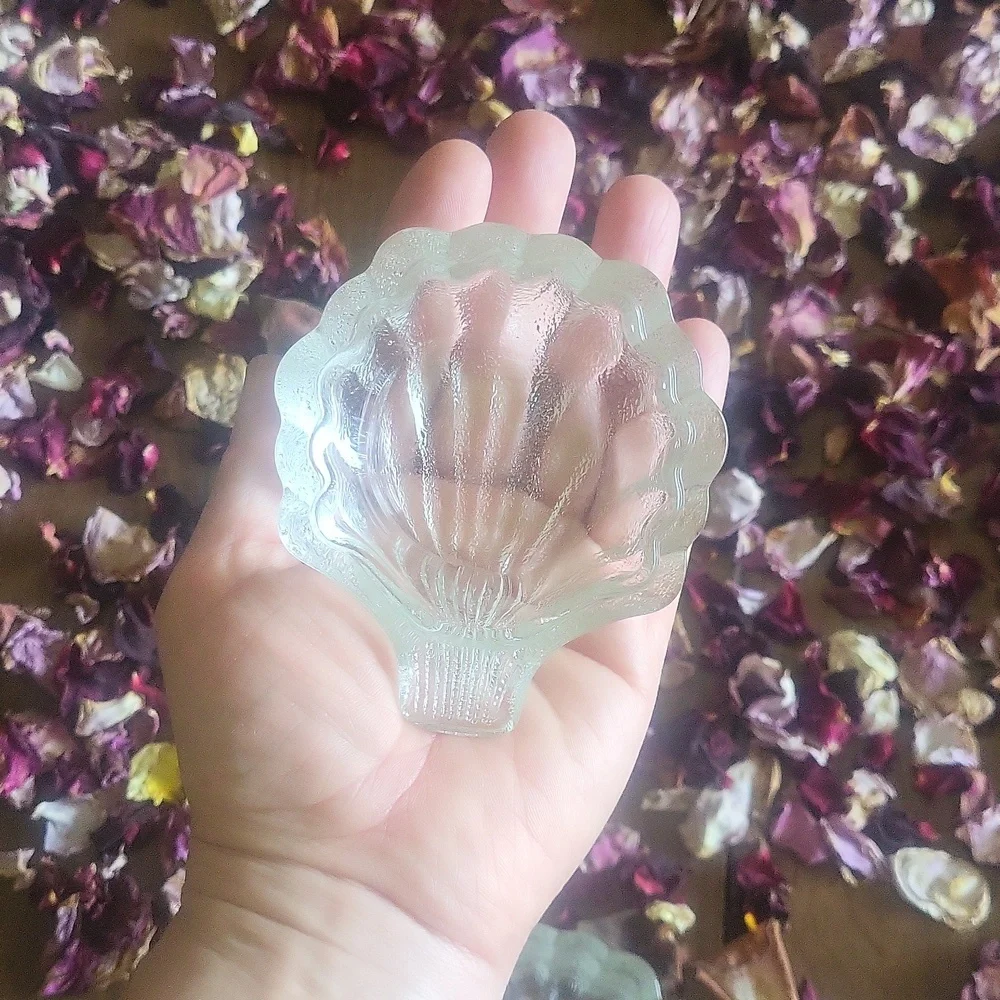 Glass Shell Trinket Dish Pair of Two